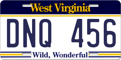 WV license plate DNQ456