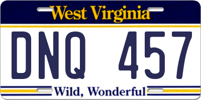WV license plate DNQ457