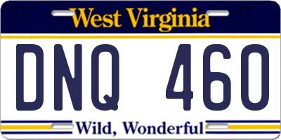WV license plate DNQ460