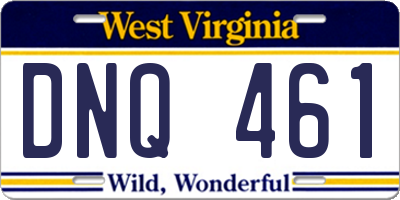WV license plate DNQ461