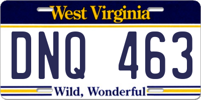 WV license plate DNQ463