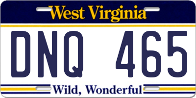 WV license plate DNQ465