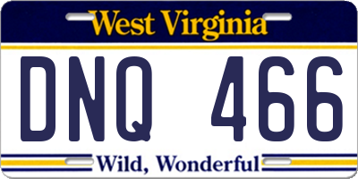 WV license plate DNQ466