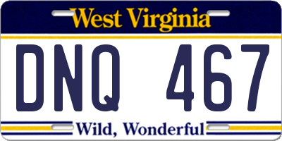 WV license plate DNQ467