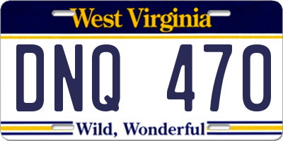 WV license plate DNQ470