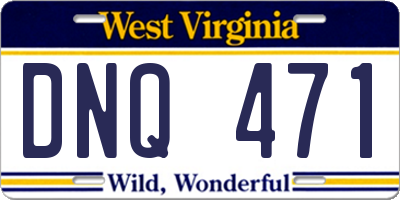 WV license plate DNQ471