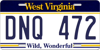 WV license plate DNQ472