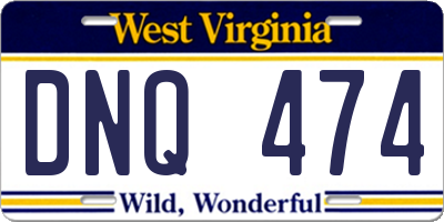 WV license plate DNQ474