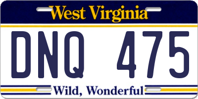 WV license plate DNQ475