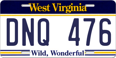 WV license plate DNQ476