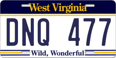 WV license plate DNQ477
