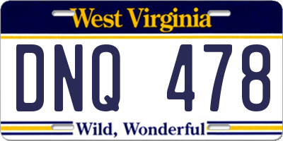 WV license plate DNQ478