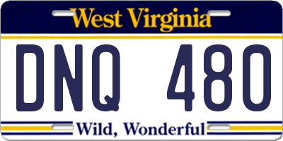 WV license plate DNQ480