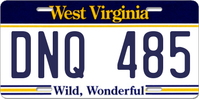 WV license plate DNQ485