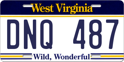 WV license plate DNQ487