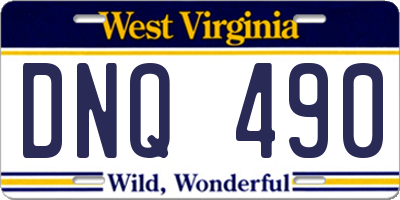 WV license plate DNQ490