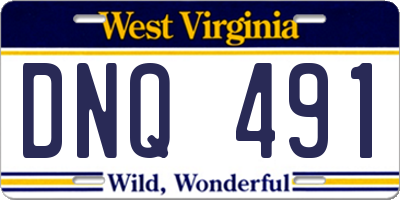 WV license plate DNQ491