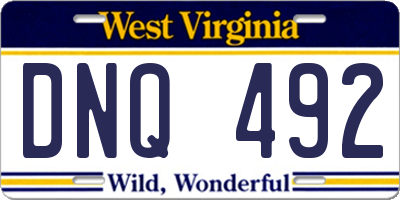 WV license plate DNQ492