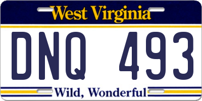 WV license plate DNQ493