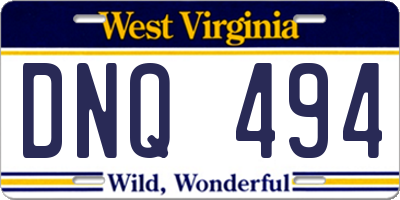WV license plate DNQ494