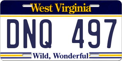 WV license plate DNQ497