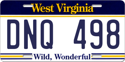 WV license plate DNQ498