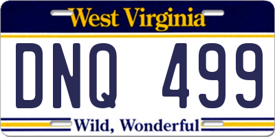 WV license plate DNQ499