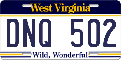 WV license plate DNQ502