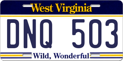 WV license plate DNQ503