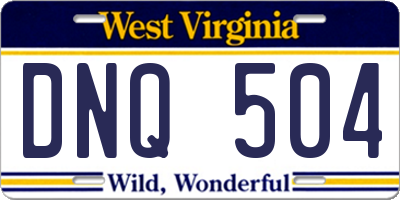 WV license plate DNQ504