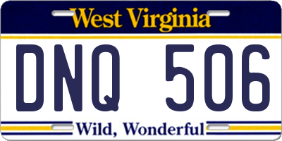 WV license plate DNQ506