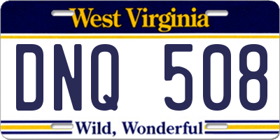 WV license plate DNQ508