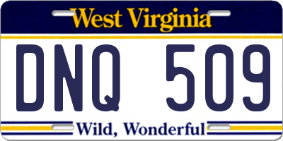 WV license plate DNQ509