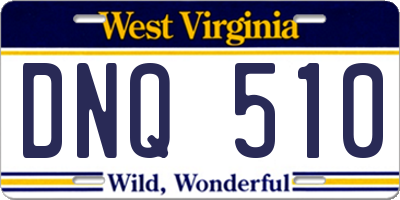WV license plate DNQ510