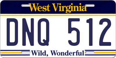 WV license plate DNQ512