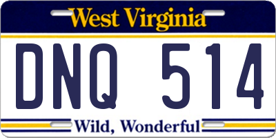 WV license plate DNQ514