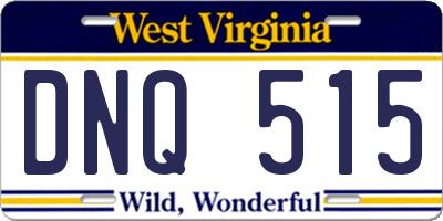 WV license plate DNQ515