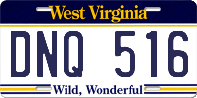 WV license plate DNQ516