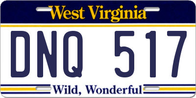 WV license plate DNQ517