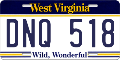 WV license plate DNQ518