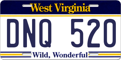 WV license plate DNQ520