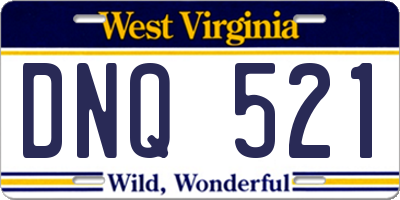 WV license plate DNQ521
