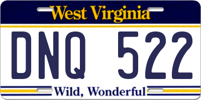 WV license plate DNQ522