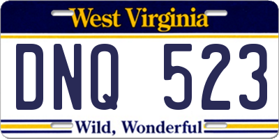 WV license plate DNQ523
