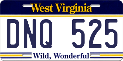 WV license plate DNQ525