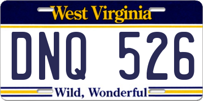 WV license plate DNQ526