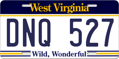 WV license plate DNQ527