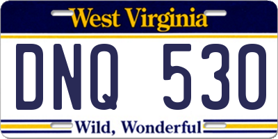 WV license plate DNQ530