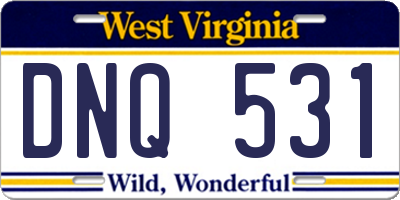 WV license plate DNQ531