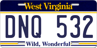 WV license plate DNQ532
